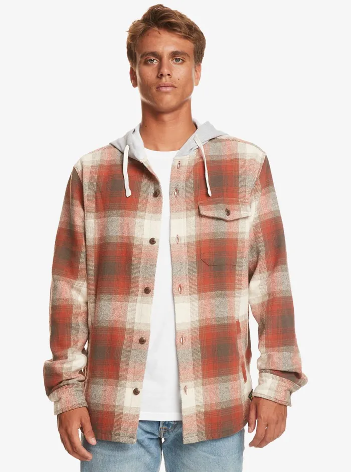 Quiksilver Kinloss Long Sleeve Hooded Shirt Baked Clay Kinloss Mens Shirts and Polos Quiksilver Kinloss Long Sleeve Hooded Shirt Baked Clay Kinloss Mens Shirts and Polos