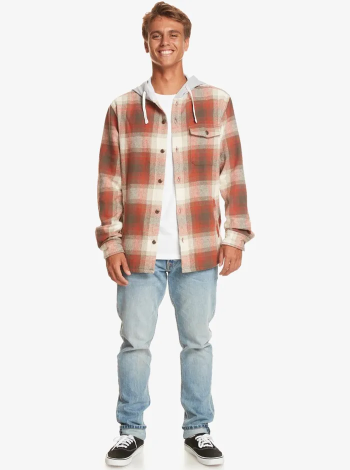 Quiksilver Kinloss Long Sleeve Hooded Shirt Baked Clay Kinloss Mens Shirts and Polos Quiksilver Kinloss Long Sleeve Hooded Shirt Baked Clay Kinloss Mens Shirts and Polos