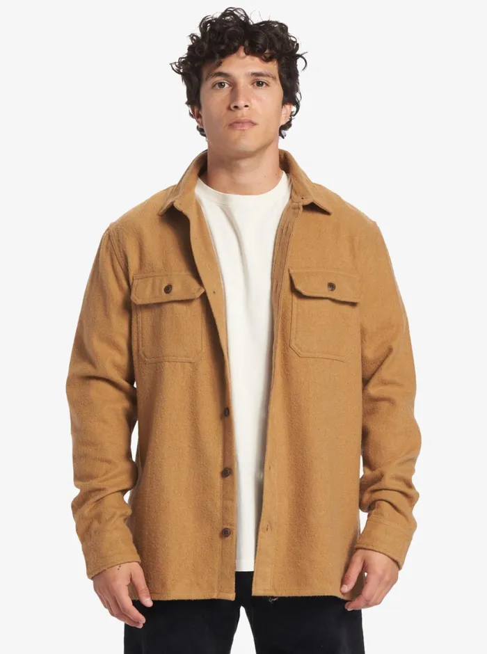 Quiksilver Salterhill Long Sleeve Shirt Bone Brown Mens Shirts and Polos