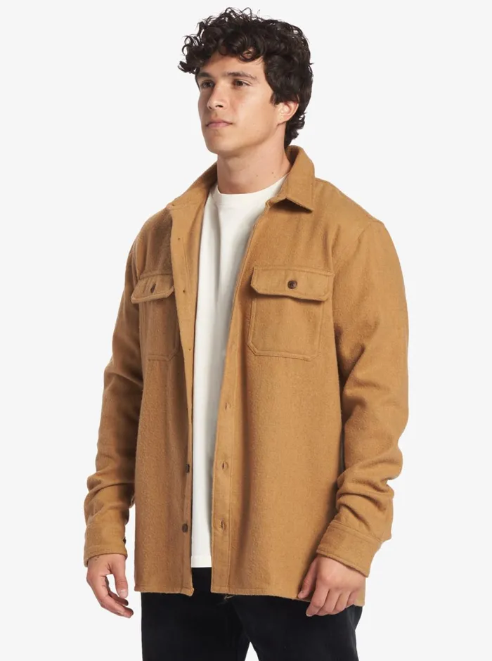 Quiksilver Salterhill Long Sleeve Shirt Bone Brown Mens Shirts and Polos