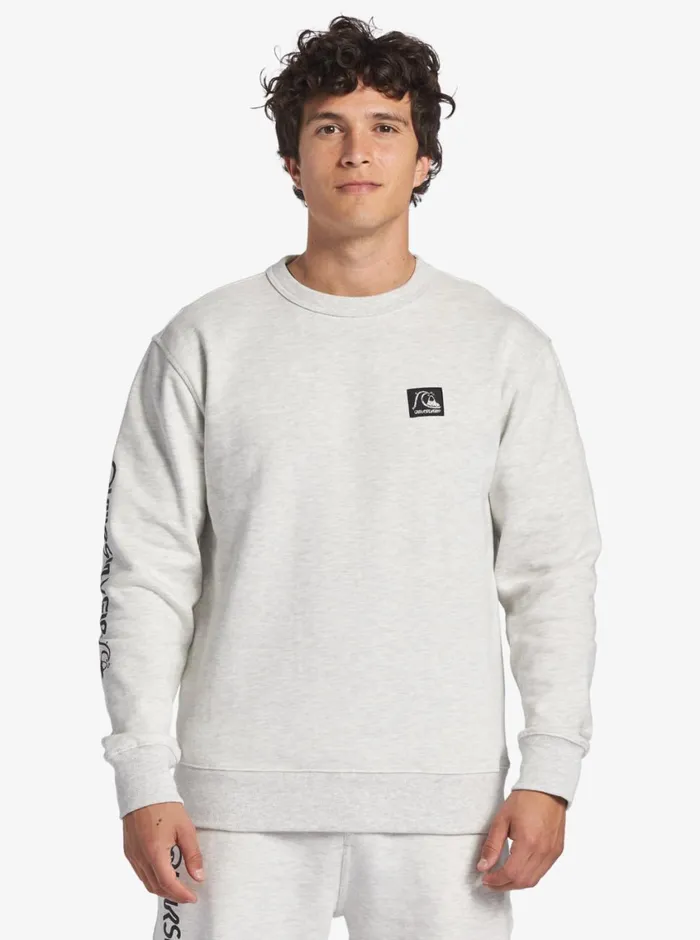 Quiksilver The Original Sweatshirt White Marble Heather Mens Sweatshirts and Hoodies