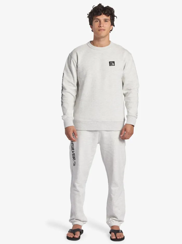 Quiksilver The Original Sweatshirt White Marble Heather Mens Sweatshirts and Hoodies
