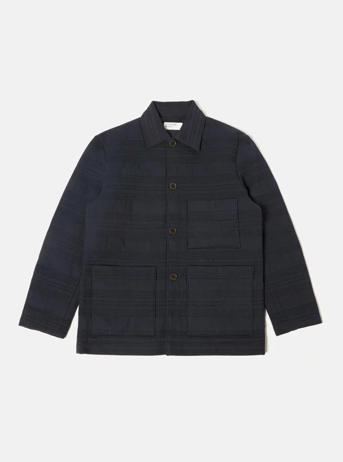 Quilt Simple Bakers Jacket In Navy Winter Twill Men Universal Works Coats and Outerwear Quilt Simple Bakers Jacket In Navy Winter Twill Men Universal Works Coats and Outerwear