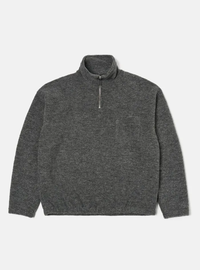Ramsay Quarter Zip In Grey Marl Wool Fleece Men Universal Works Fleece