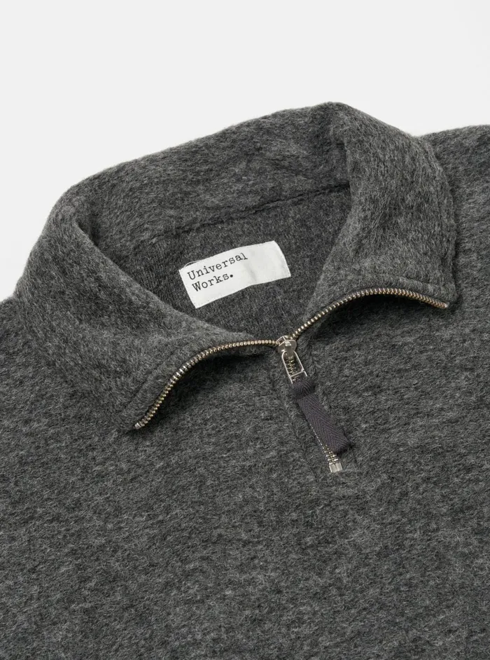 Ramsay Quarter Zip In Grey Marl Wool Fleece Men Universal Works Fleece