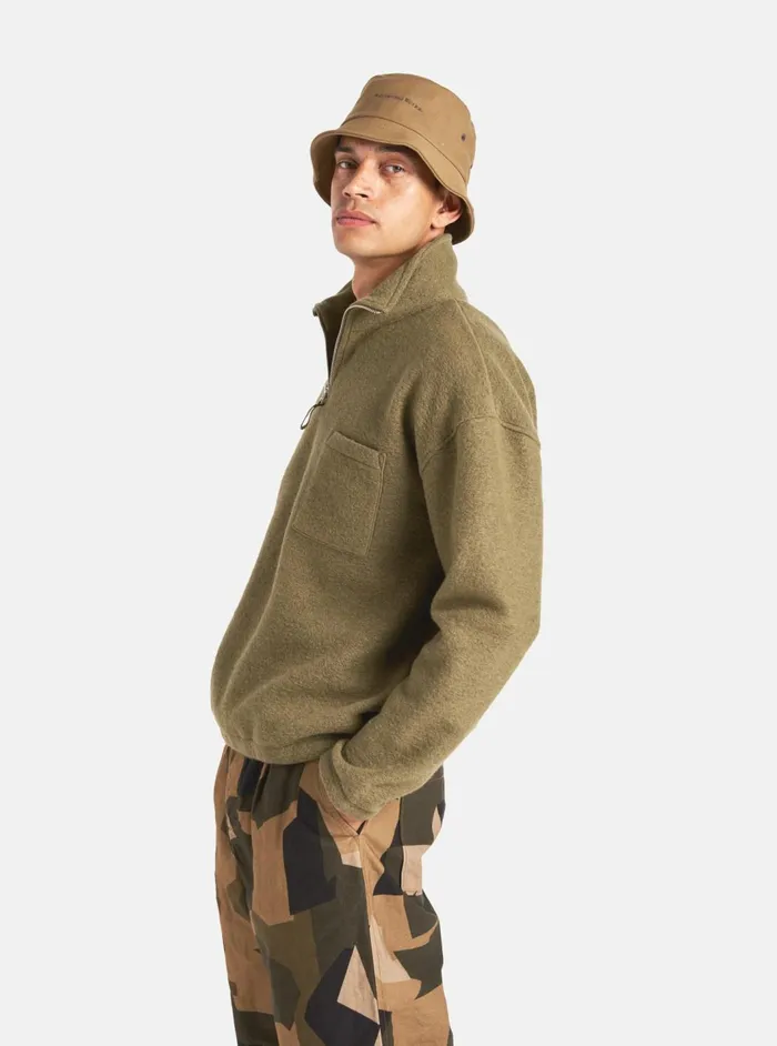 Ramsay Quarter Zip In Lovat Wool Fleece Men Universal Works Fleece