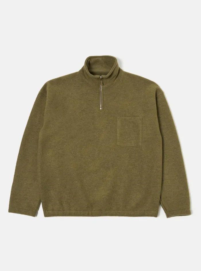 Ramsay Quarter Zip In Lovat Wool Fleece Men Universal Works Fleece