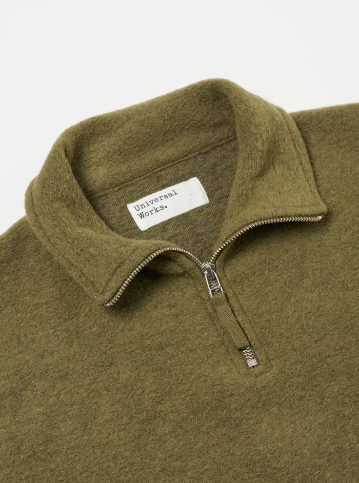 Ramsay Quarter Zip In Lovat Wool Fleece Men Universal Works Fleece