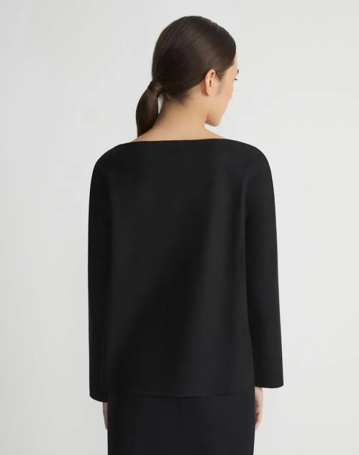 Ready To Wear Boiled WoolCashmere Jersey Bateau Neck Top Black Lafayette 148 New York Tops and Tees