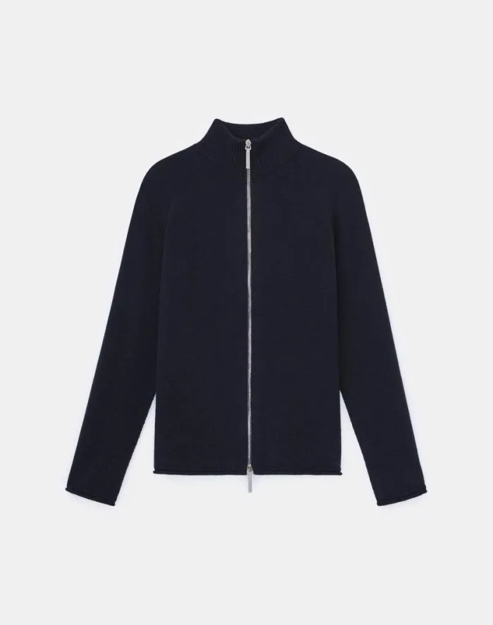 Ready To Wear Cashmere Zip Front Cardigan Graphite Melange Lafayette 148 New York Sweaters and Knits