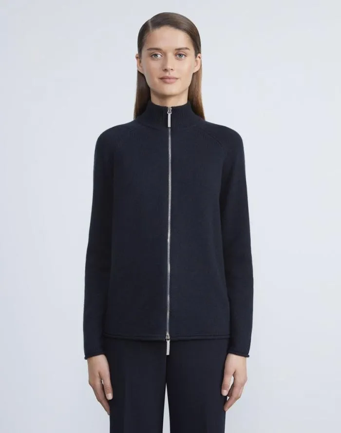 Ready To Wear Cashmere Zip Front Cardigan Graphite Melange Lafayette 148 New York Sweaters and Knits