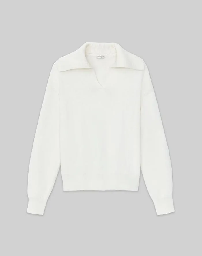 Ready To Wear CottonSilk Tape Collared Sweater Cloud Lafayette 148 New York Sweaters and Knits