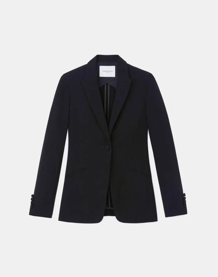 Ready To Wear Finesse Crepe Cutaway Blazer Black Lafayette 148 New York Jackets and Blazers