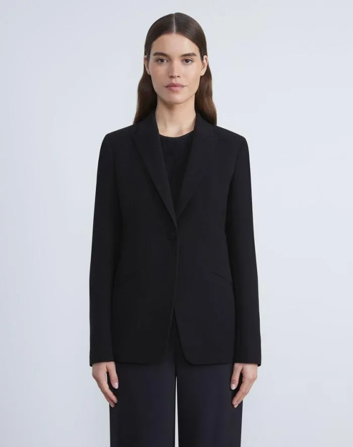 Ready To Wear Finesse Crepe Cutaway Blazer Black Lafayette 148 New York Jackets and Blazers