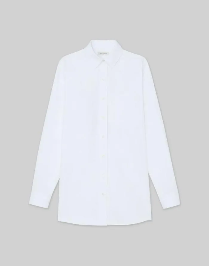 Ready To Wear Organic Cotton Poplin Oversized Shirt White Lafayette 148 New York Blouses and Shirts