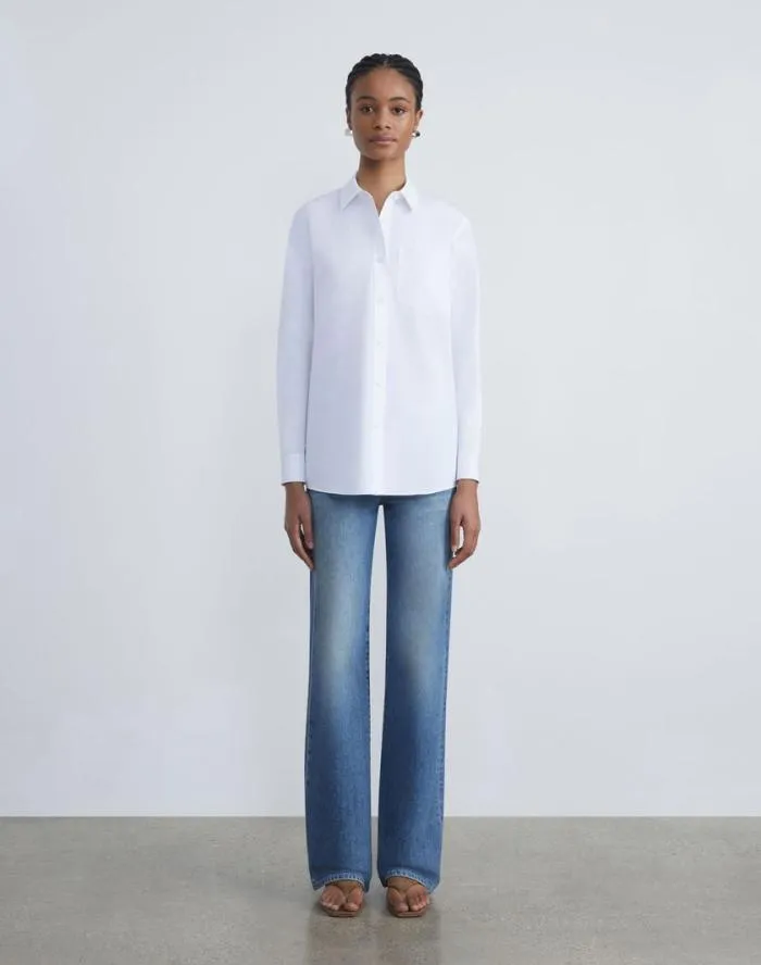 Ready To Wear Organic Cotton Poplin Oversized Shirt White Lafayette 148 New York Blouses and Shirts
