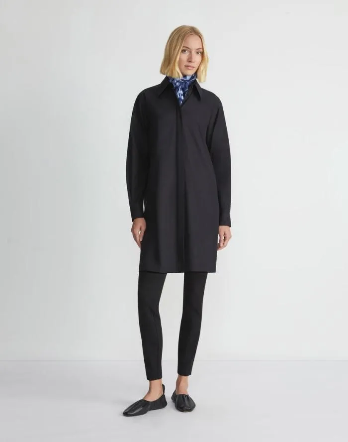 Ready To Wear Organic Cotton Poplin Side Button Shirt Black Lafayette 148 New York Blouses and Shirts