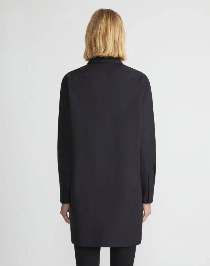 Ready To Wear Organic Cotton Poplin Side Button Shirt Black Lafayette 148 New York Blouses and Shirts