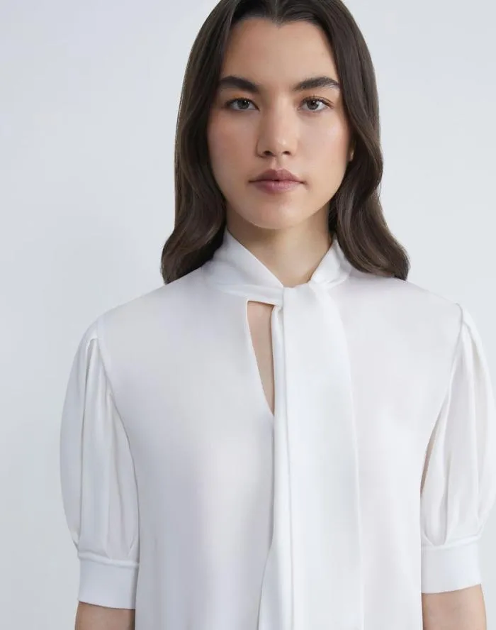 Ready To Wear Organic Silk Georgette Bow Blouse Black Lafayette 148 New York Blouses and Shirts