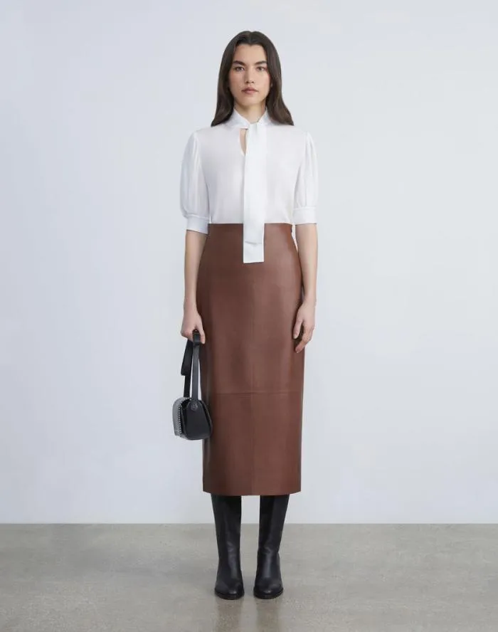 Ready To Wear Organic Silk Georgette Bow Blouse Black Lafayette 148 New York Blouses and Shirts
