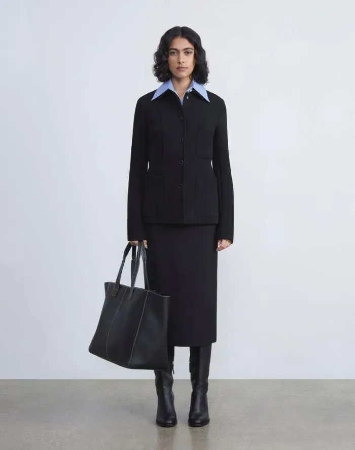 Ready To Wear Responsible Wool Double Face Pencil Skirt Black Lafayette 148 New York Skirts