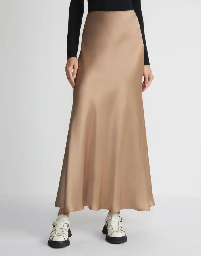 Ready To Wear Satin Bias Maxi Skirt Camel Lafayette 148 New York Skirts