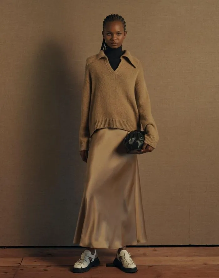Ready To Wear Satin Bias Maxi Skirt Camel Lafayette 148 New York Skirts