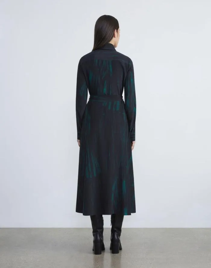 Ready To Wear Stamped Pages Print Silk Crepe De Chine Shirtdress Black Multi Lafayette 148 New York Dresses