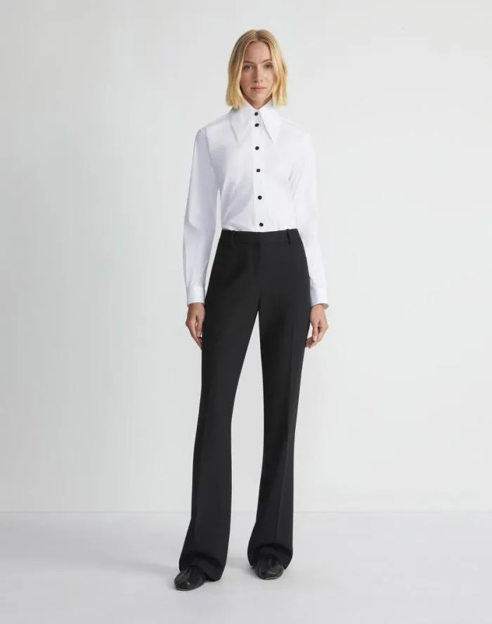 Ready To Wear Stretch Cotton Snap Front Shirt White Lafayette 148 New York Blouses and Shirts