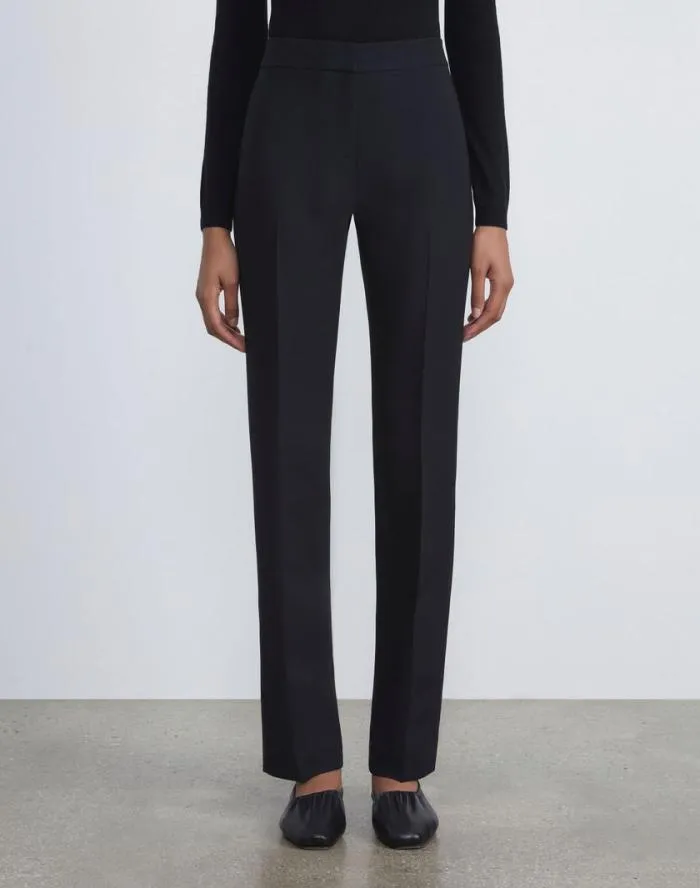 Ready To Wear WoolSilk Crepe Barrow Pant Black Lafayette 148 New York Pants and Shorts