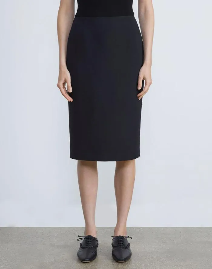 Ready To Wear WoolSilk Crepe Pencil Skirt Black Lafayette 148 New York Skirts