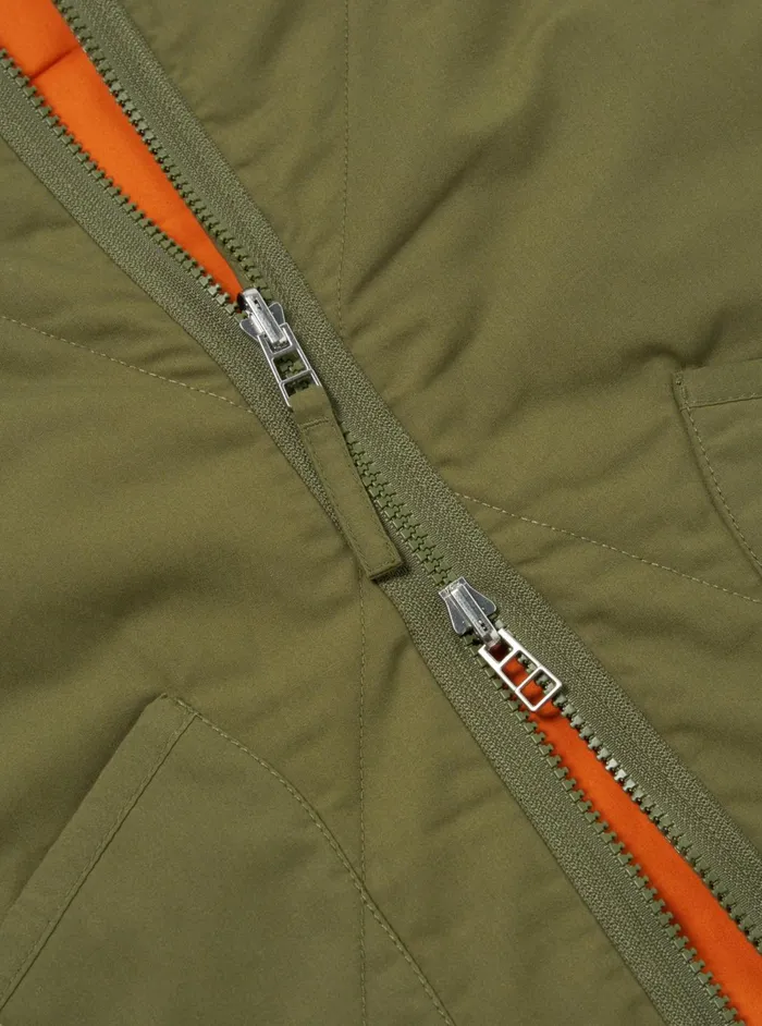 Reversible Military Liner Gilet In OliveOrange Recycl Men Universal Works Waistcoats and Gilets