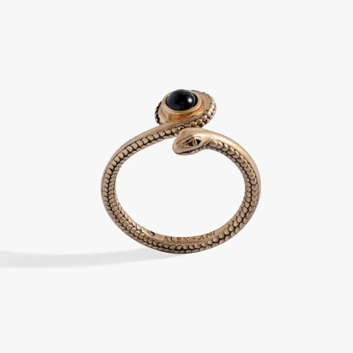 Rings Women Alex And Ani Untamed Snake Ring Antique Gold