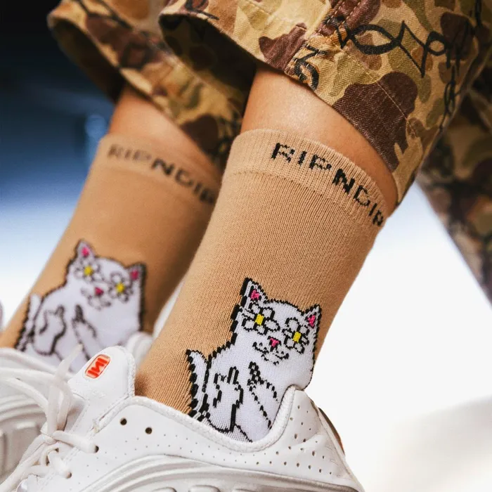 Ripndip Lord Nermal Blossom Mid Socks Almond Shop Socks Ripndip Lord Nermal Blossom Mid Socks Almond Shop Socks