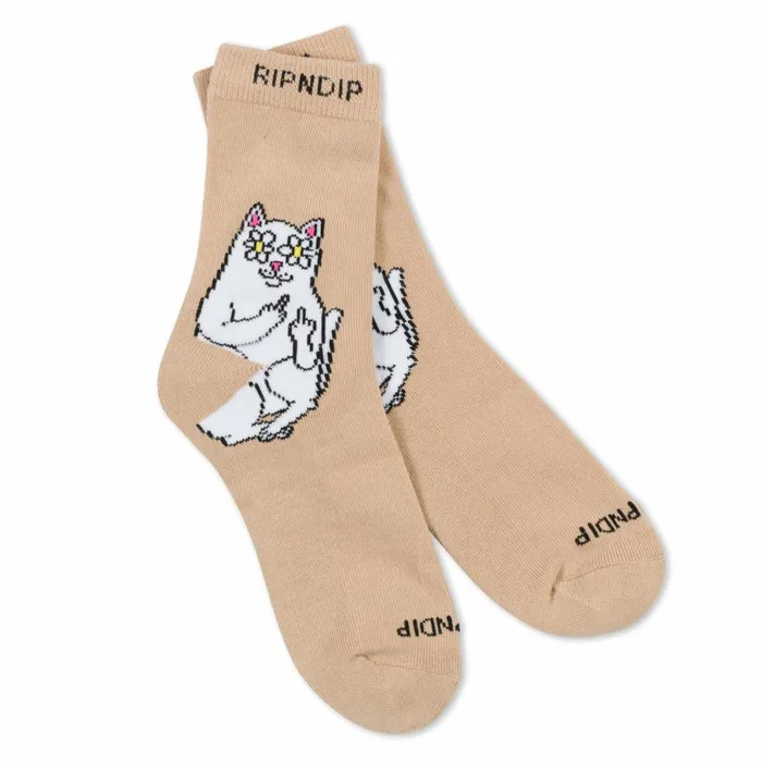 Ripndip Lord Nermal Blossom Mid Socks Almond Shop Socks Ripndip Lord Nermal Blossom Mid Socks Almond Shop Socks