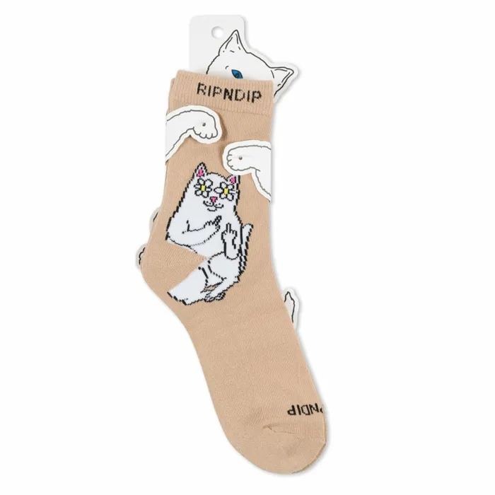 Ripndip Lord Nermal Blossom Mid Socks Almond Shop Socks Ripndip Lord Nermal Blossom Mid Socks Almond Shop Socks