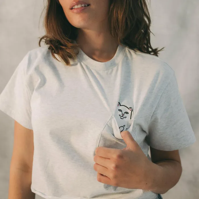 Ripndip Lord Nermal Cropped Baby Pocket Tee Ash Heather Short Sleeve Tees