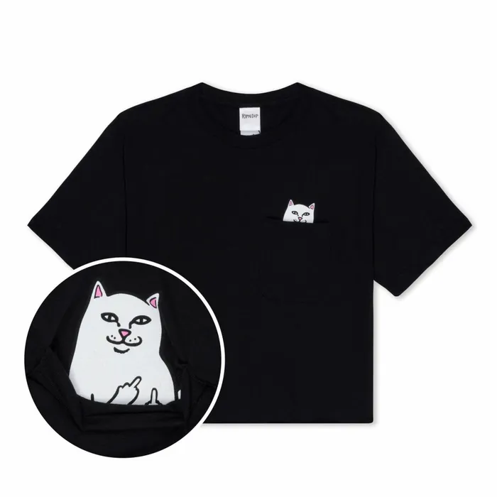 Ripndip Lord Nermal Cropped Pocket Tee Black Lord Nermal Tees