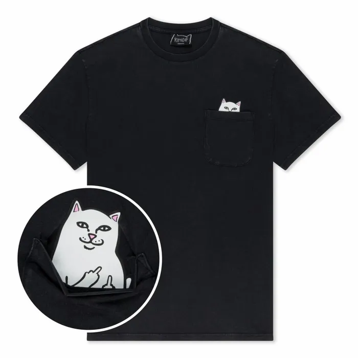 Ripndip Lord Nermal Pocket Tee Black Mineral Wash Lord Nermal Tees