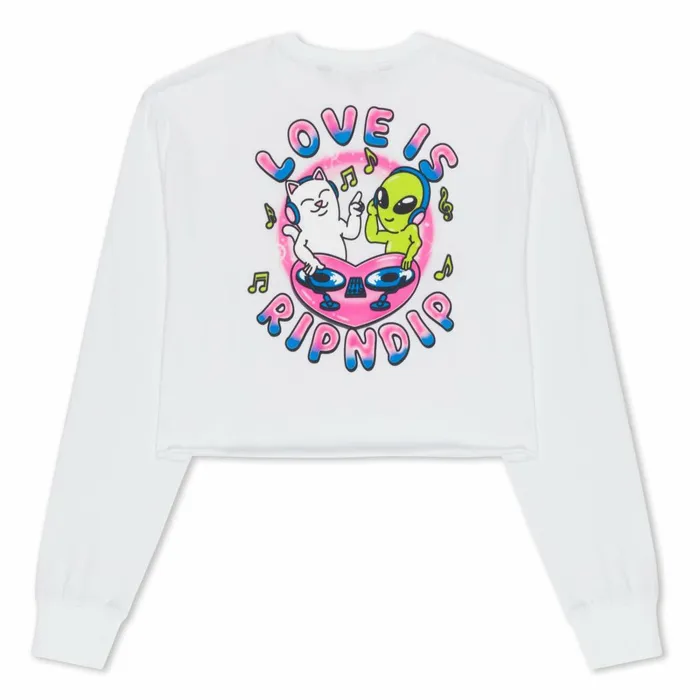 Ripndip Love Is Ripndip Cropped Long Sleeve White Womens