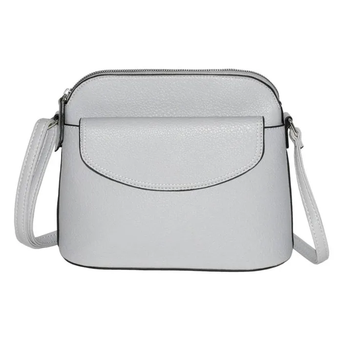 RWandCO Bags Nicci Crossbody Bag With Front Flap Light Grey 8211 Women