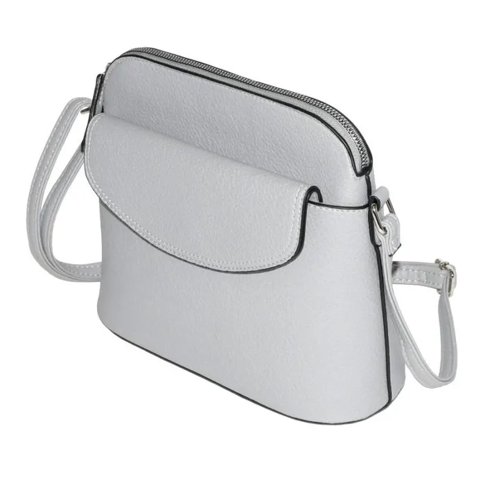 RWandCO Bags Nicci Crossbody Bag With Front Flap Light Grey 8211 Women RWandCO Bags Nicci Crossbody Bag With Front Flap Light Grey 8211 Women