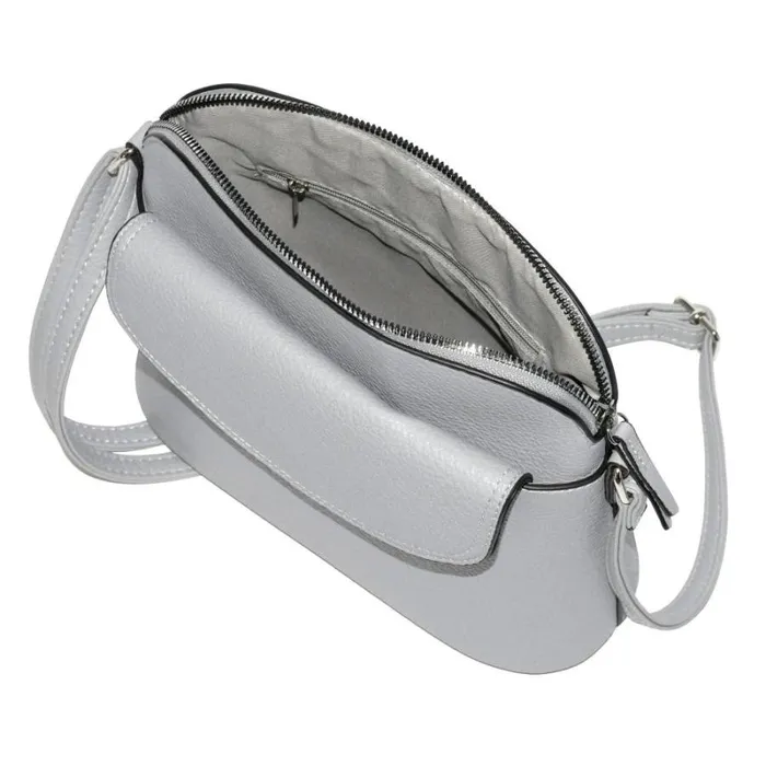 RWandCO Bags Nicci Crossbody Bag With Front Flap Light Grey 8211 Women RWandCO Bags Nicci Crossbody Bag With Front Flap Light Grey 8211 Women