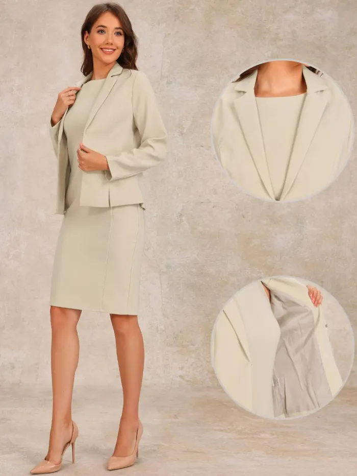 RWandCO Blazers Allegra K 8211 Wrok Sleeveless Dress And Blazer Suit Set Khaki 8211 Women