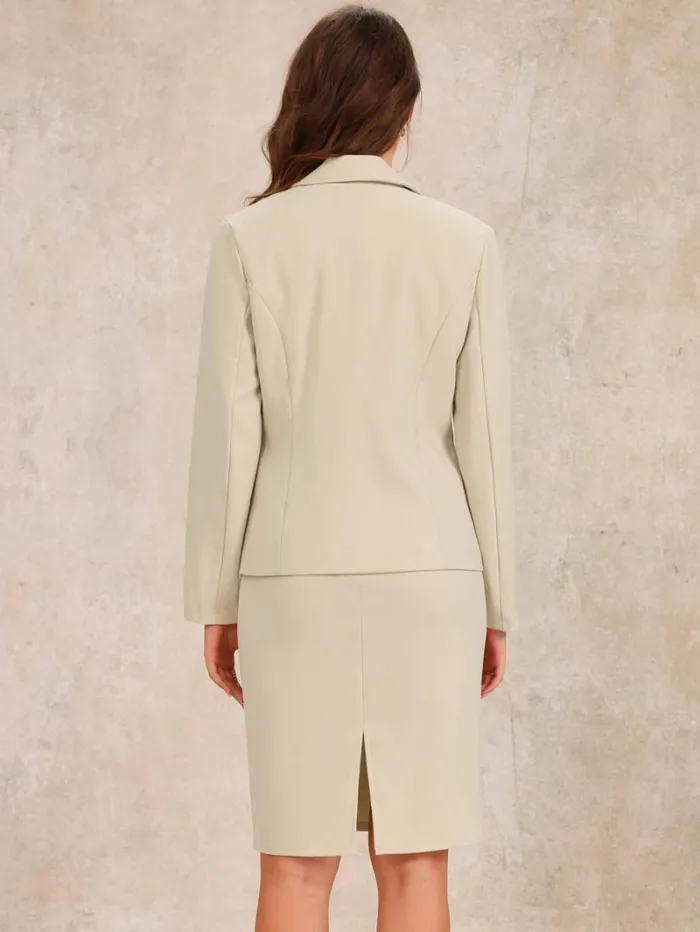 RWandCO Blazers Allegra K 8211 Wrok Sleeveless Dress And Blazer Suit Set Khaki 8211 Women