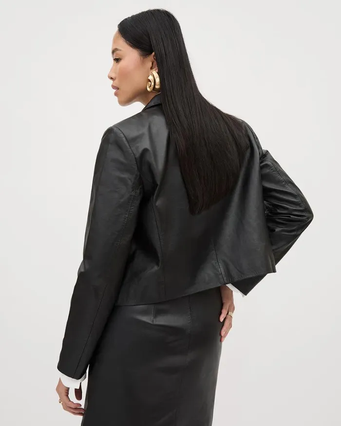 RWandCO Blazers Genuine Leather Worker Jacket Black 8211 Women RWandCO Blazers Genuine Leather Worker Jacket Black 8211 Women