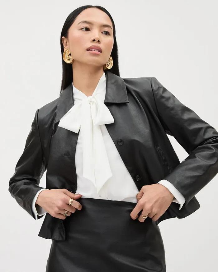 RWandCO Blazers Genuine Leather Worker Jacket Black 8211 Women RWandCO Blazers Genuine Leather Worker Jacket Black 8211 Women