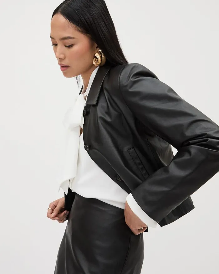 RWandCO Blazers Genuine Leather Worker Jacket Black 8211 Women RWandCO Blazers Genuine Leather Worker Jacket Black 8211 Women