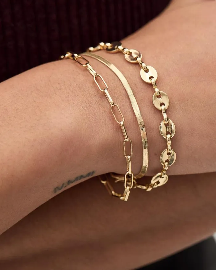 RWandCO Bracelets and Rings Chain Bracelets 8211 Set Of 3 Gold 8211 Women RWandCO Bracelets and Rings Chain Bracelets 8211 Set Of 3 Gold 8211 Women