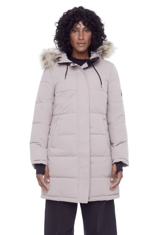RWandCO Coats and Jackets Alpine North Women039s 8211 AULAVIK Vegan Down Recycled Midlength Hooded Parka Coat Light Brown 8211 Women